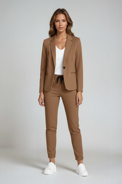 Linen Blazer Suit Set | Classic Two-Piece Trouser Set