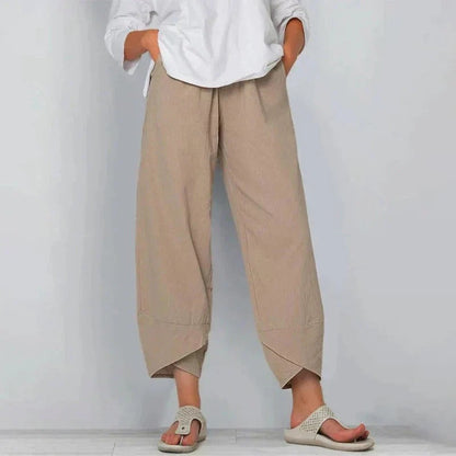 Women's lightweight tapered linen summer trousers