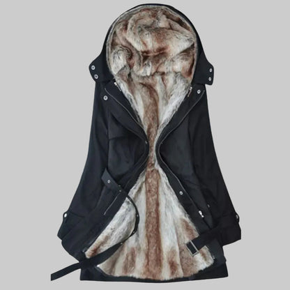 Women's long padded winter coat in black