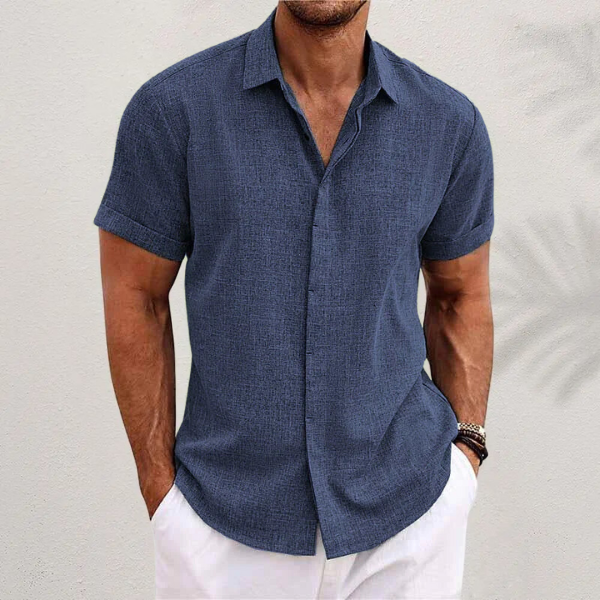 Men's short-sleeve linen summer shirt