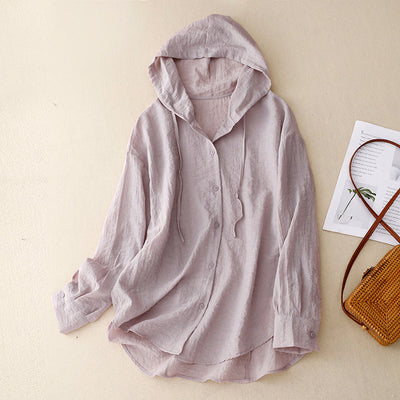 Lightweight Hoodie | Button-Front Relaxed Hooded Top