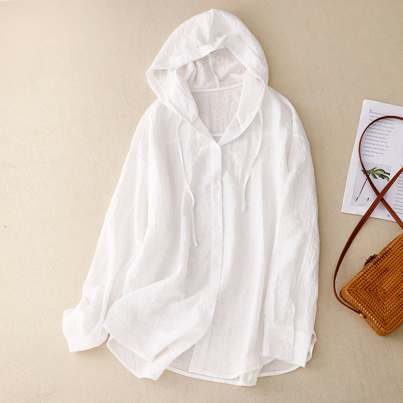 Lightweight Hoodie | Button-Front Relaxed Hooded Top