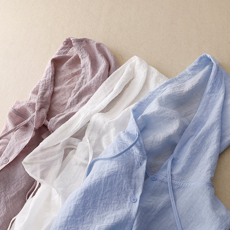 Lightweight Hoodie | Button-Front Relaxed Hooded Top