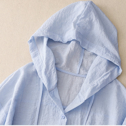 Lightweight Hoodie | Button-Front Relaxed Hooded Top