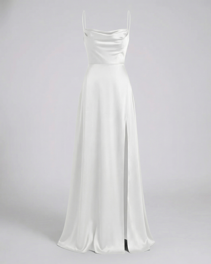 Maxi Dress | Satin Slip Maxi Dress with Leg Slit