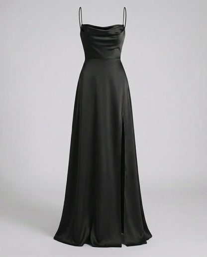 Maxi Dress | Satin Slip Maxi Dress with Leg Slit