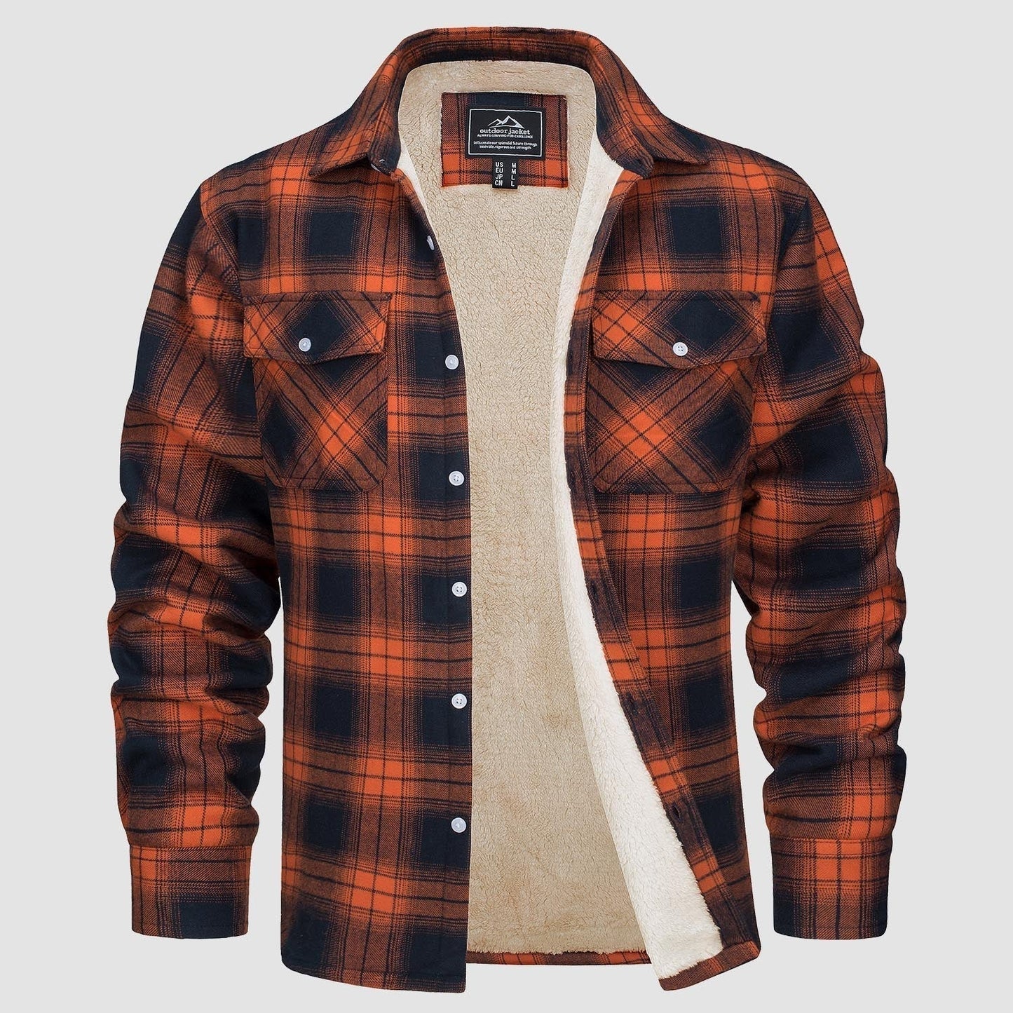 Men's sherpa-lined check overshirt jacket