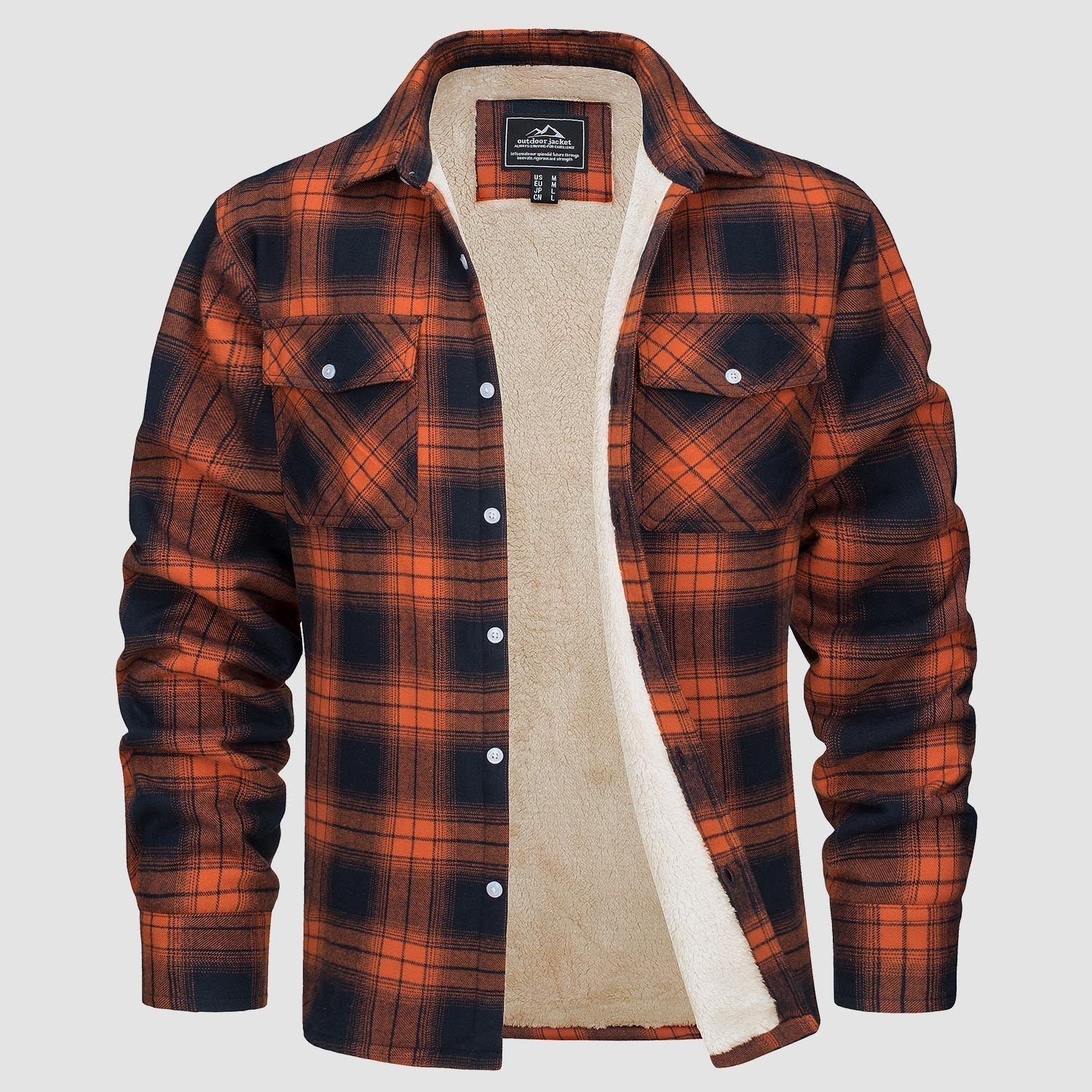Men's sherpa-lined check overshirt jacket