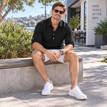 Men's Shirt | Long-Sleeve Polo-Collar Shirt