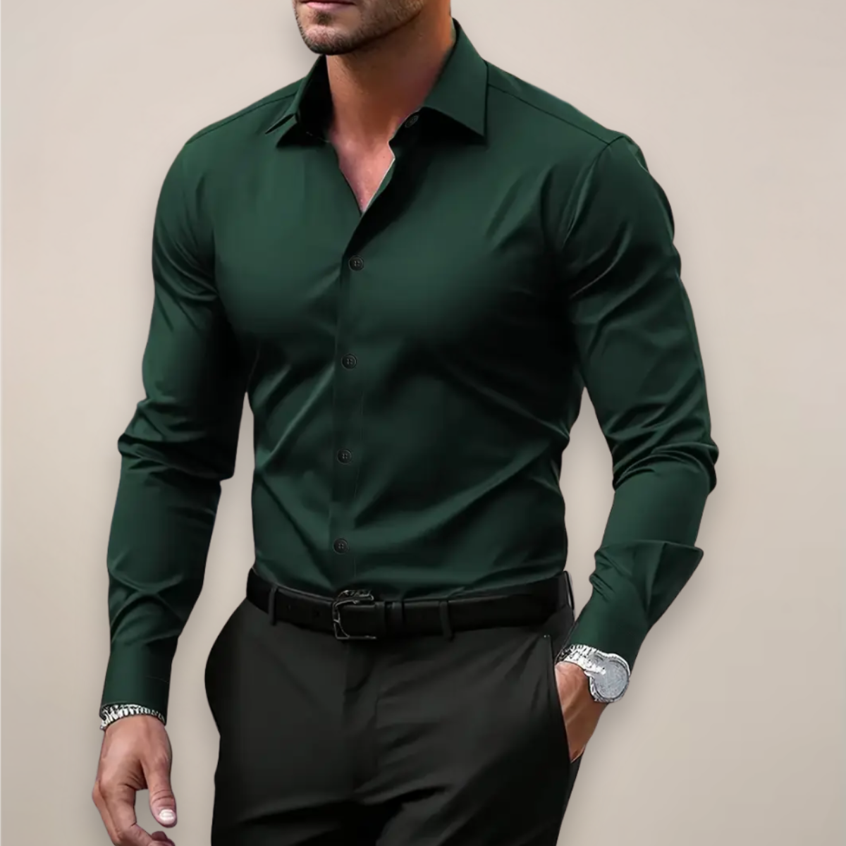 Men's Shirt | Slim-Fit Long-Sleeve Casual Shirt