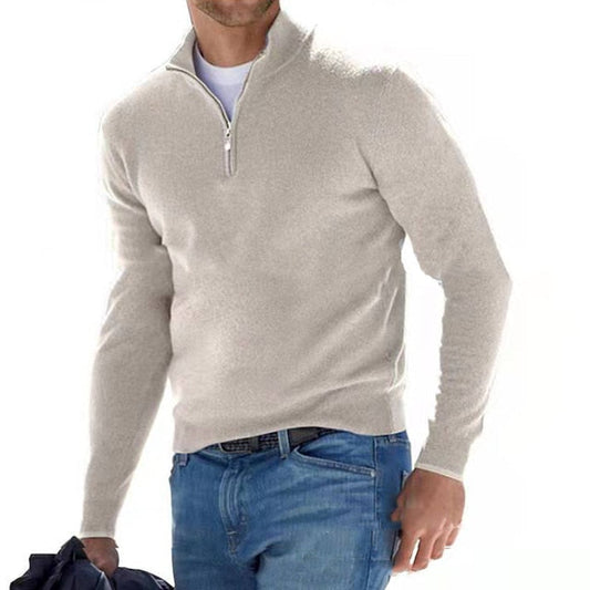Men's half-zip long-sleeve knit sweater