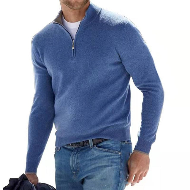 Sweater | Half-Zip Long-Sleeve Knit Sweater