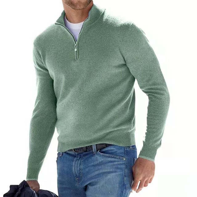 Sweater | Half-Zip Long-Sleeve Knit Sweater