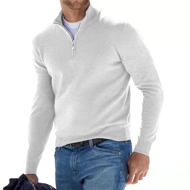 Sweater | Half-Zip Long-Sleeve Knit Sweater