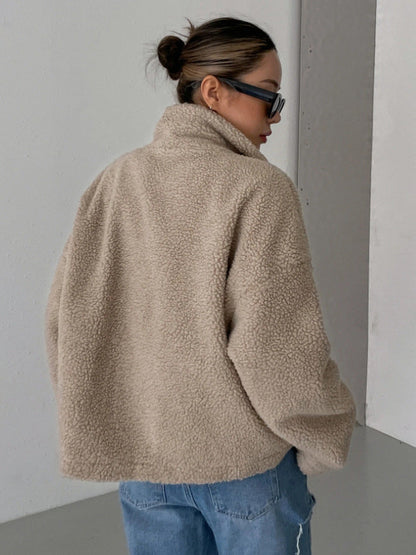 Women's Jacket | Oversized Teddy Fleece Zip Jacket