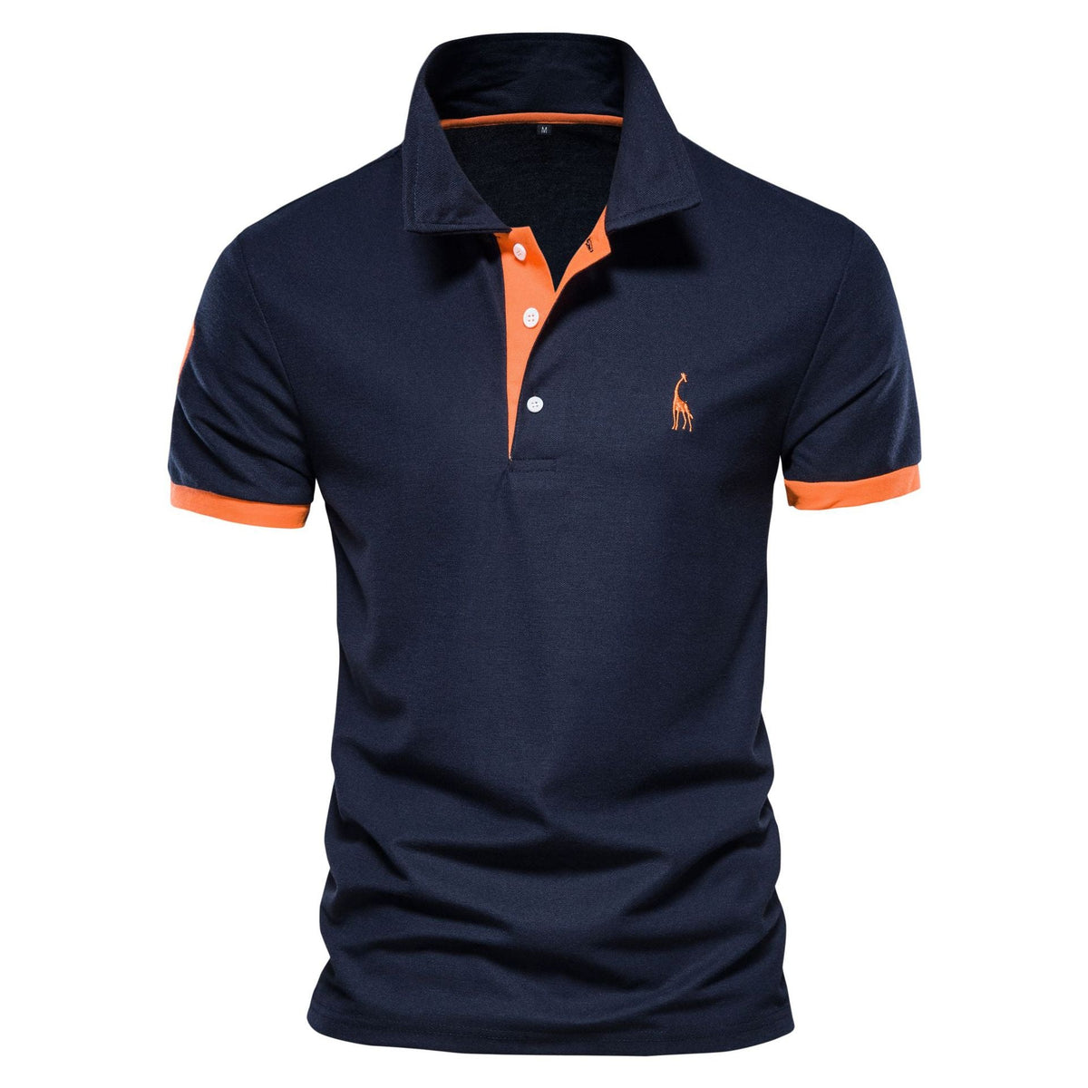 Men's cotton-blend short-sleeve polo in navy blue