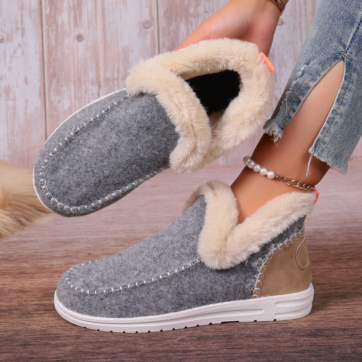 Women's orthopedic fleece-lined house slippers