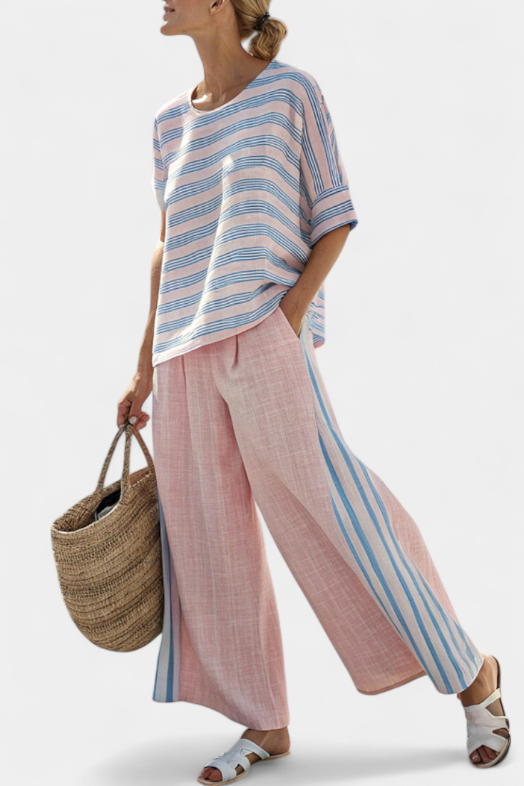 Linen Set | Striped Blouse & Soft Trousers