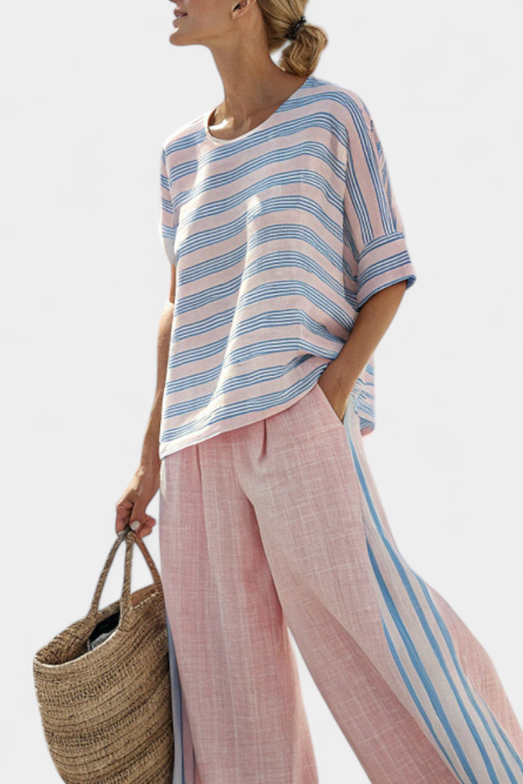 Linen Set | Striped Blouse & Soft Trousers