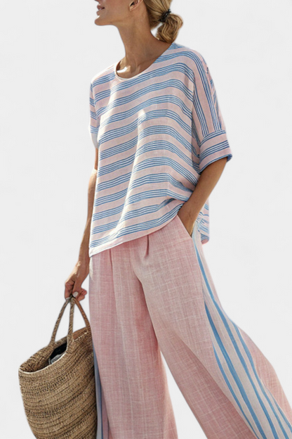Linen Set | Striped Blouse & Soft Trousers