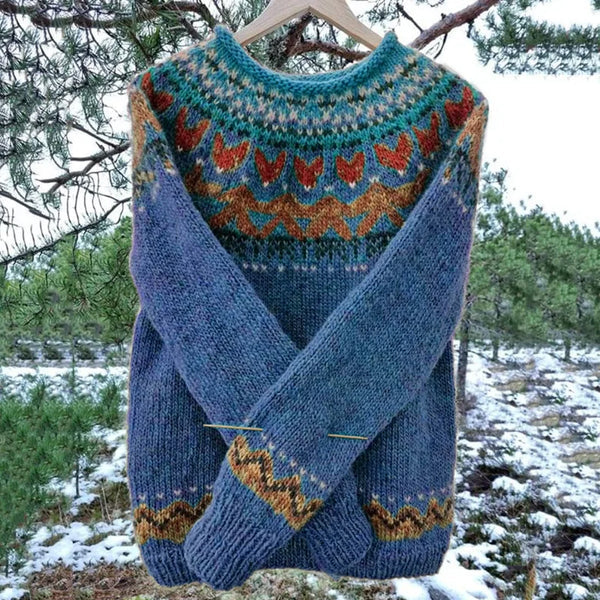 Knit Jumper | Vintage Pattern Relaxed Sweater