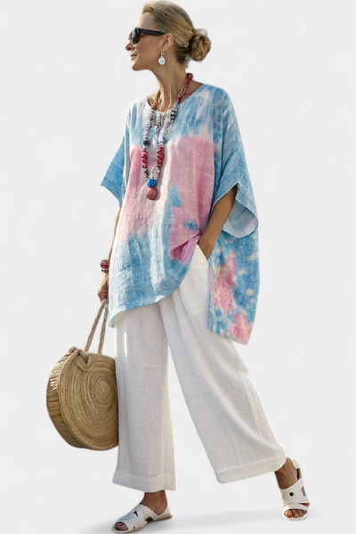 Linen Set | Relaxed Top & Striped Trousers