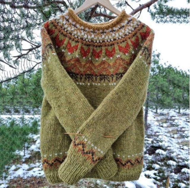 Knit Jumper | Vintage Pattern Relaxed Sweater