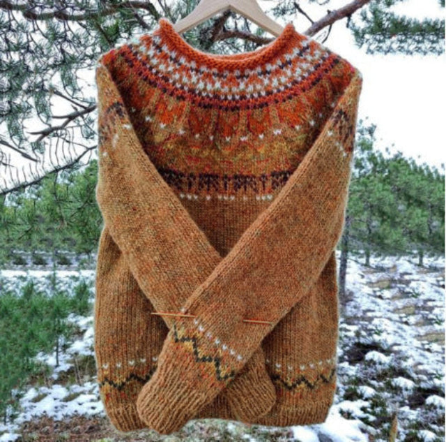 Knit Jumper | Vintage Pattern Relaxed Sweater