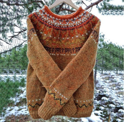 Knit Jumper | Vintage Pattern Relaxed Sweater