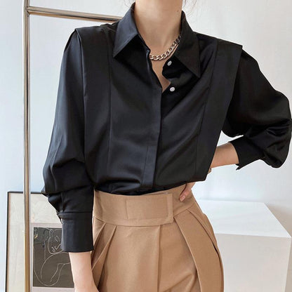 Women's Blouse | Satin Chiffon Ruffle Blouse