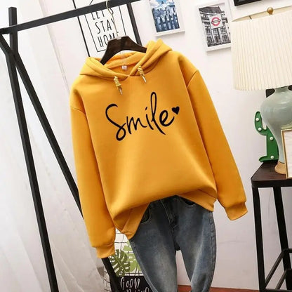 Hoodie | Smiley Print Relaxed Hooded Sweatshirt