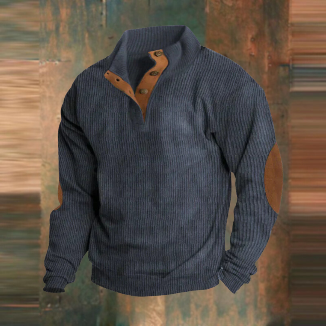 Sweater | Ribbed Button-Collar Knit Jumper