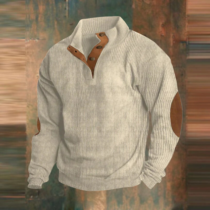 Sweater | Ribbed Button-Collar Knit Jumper