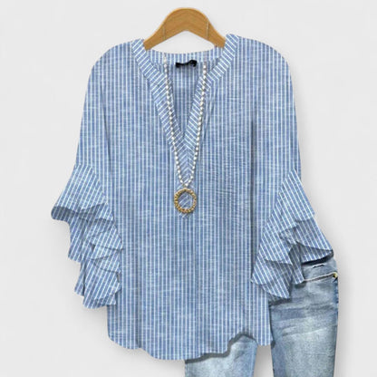 Blouse | V-Neck Ruffle Sleeve Printed Top