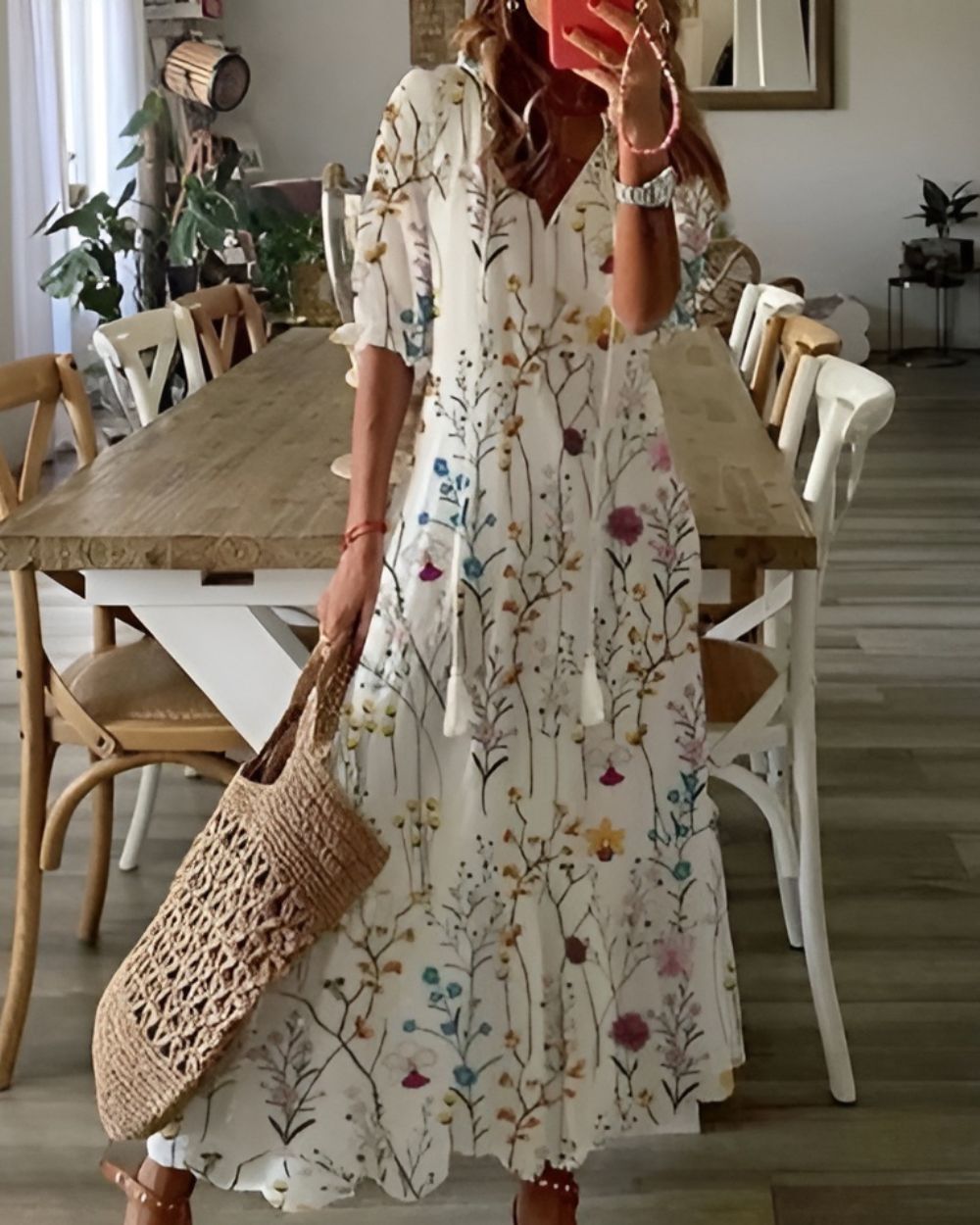 Boho Cover-Up Dress | Flowy Tassel Beach Dress