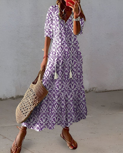 Boho Cover-Up Dress | Flowy Tassel Beach Dress