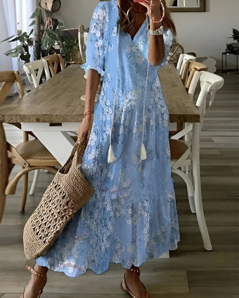 Boho Cover-Up Dress | Flowy Tassel Beach Dress