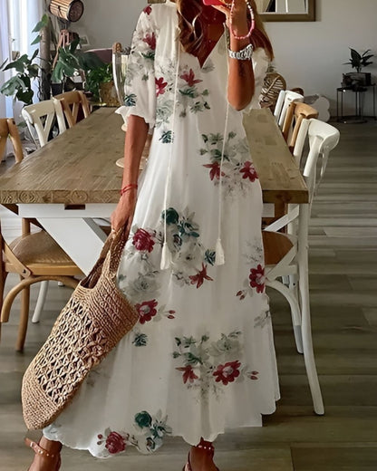 Boho Cover-Up Dress | Flowy Tassel Beach Dress