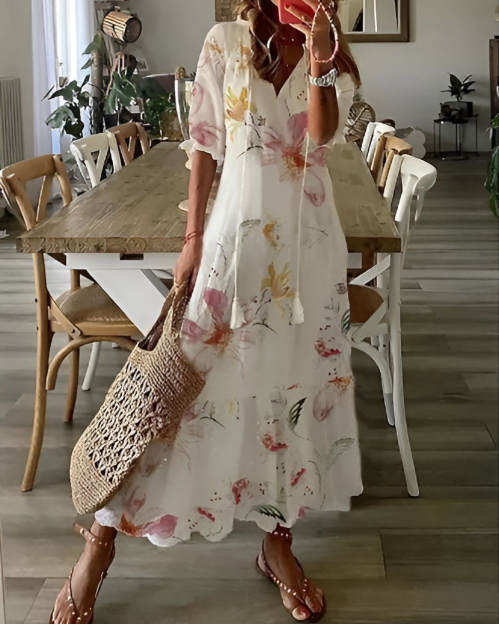 Boho Cover-Up Dress | Flowy Tassel Beach Dress