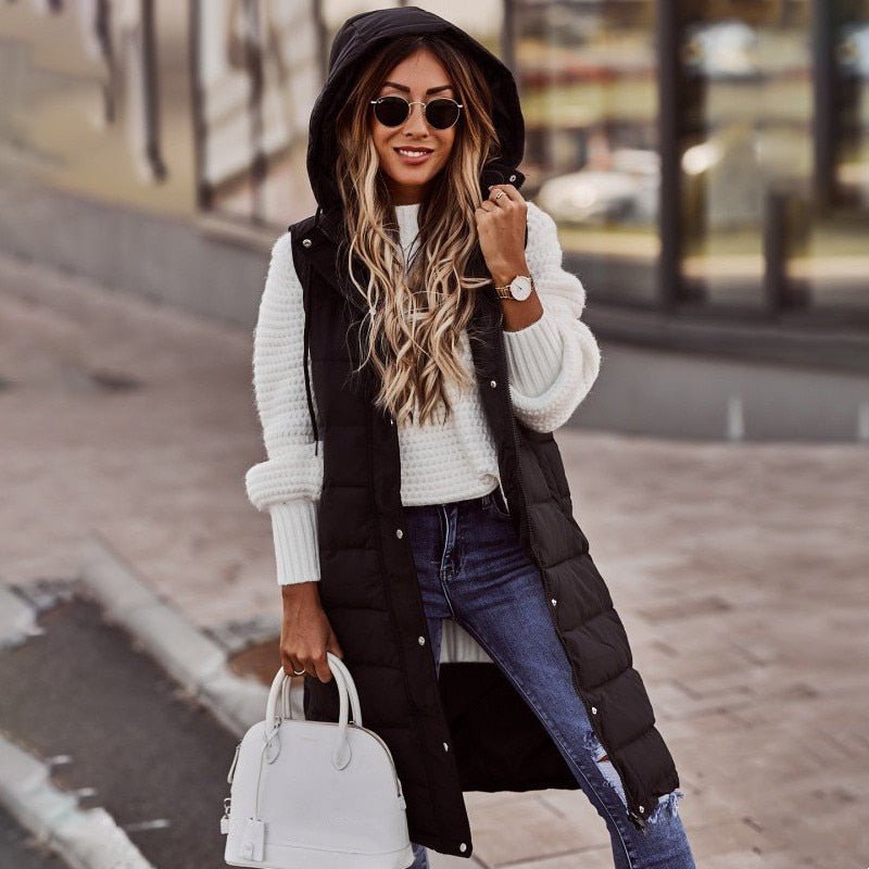 Women's Gilet | Knee-Length Quilted Puffer Vest