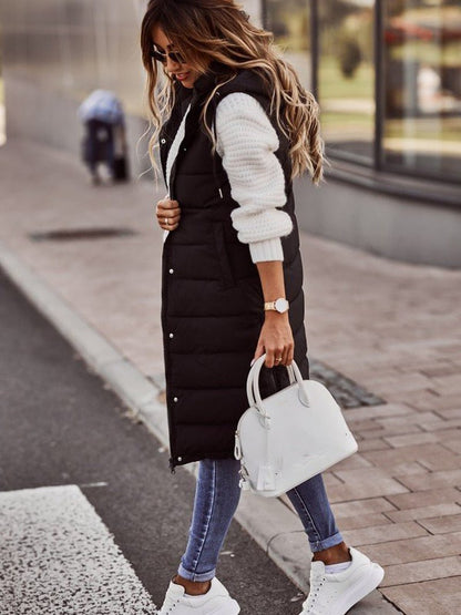 Women's Gilet | Knee-Length Quilted Puffer Vest