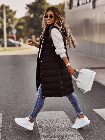 Women's Gilet | Knee-Length Quilted Puffer Vest