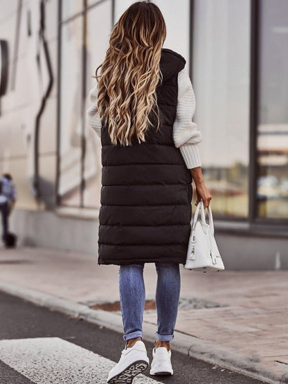 Women's Gilet | Knee-Length Quilted Puffer Vest