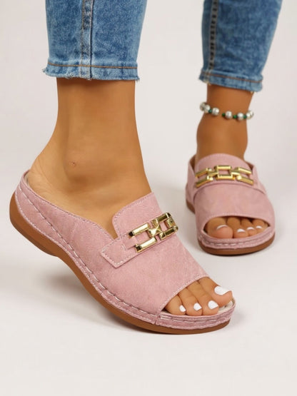 Women's minimalist slip slide sandals in pink