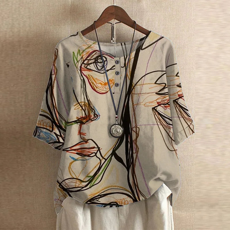 Blouse | Vintage Floral Print Short Sleeve Top