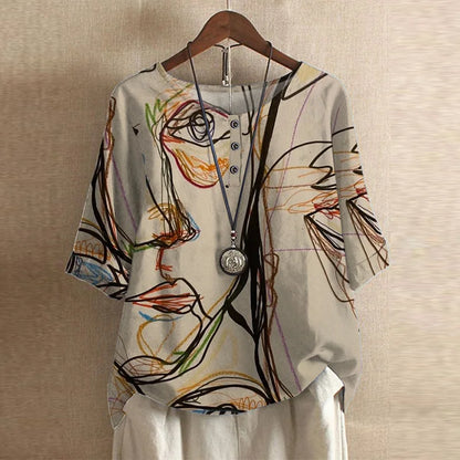 Blouse | Vintage Floral Print Short Sleeve Top