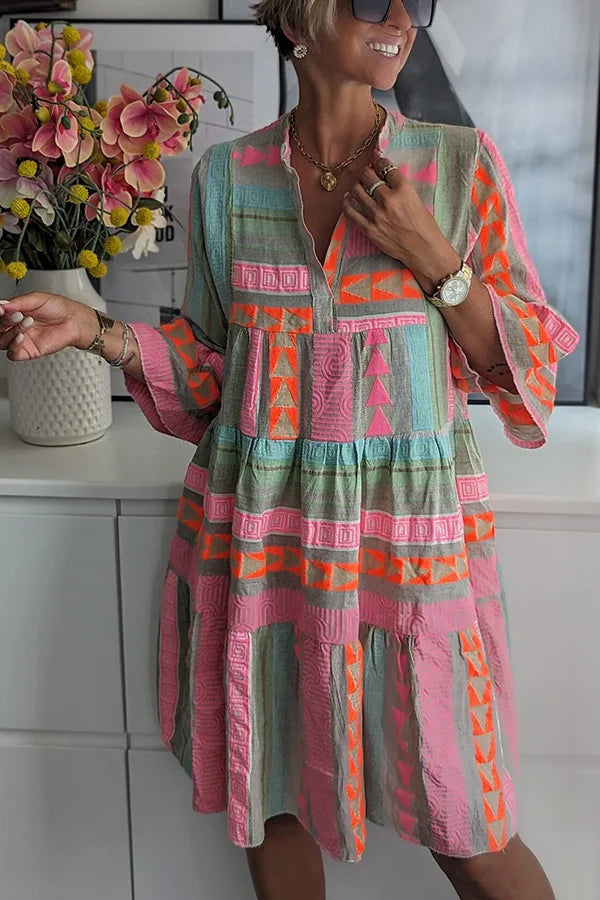 Spring Dress | Elegant A-Line Ruffle Linen Dress