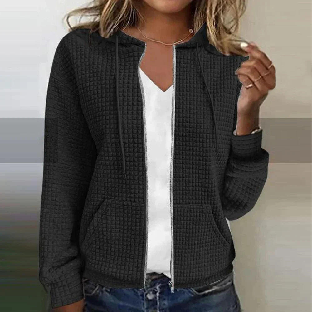Women's checked water-repellent jacket in black