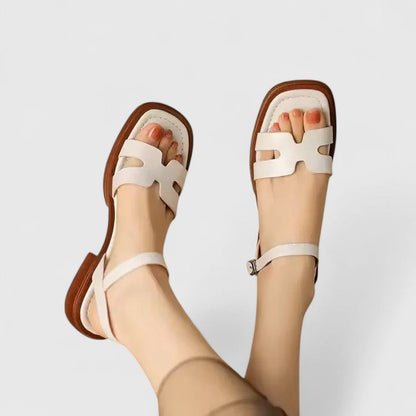 Women's Flat Sandals | Leather Block-Heel Sandals