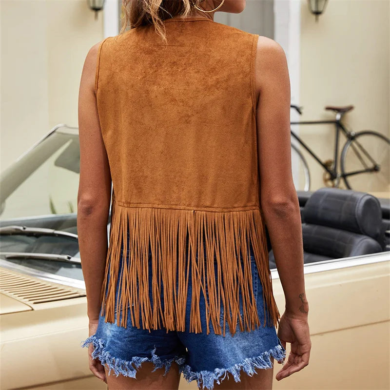 Fringe Vest | Sleeveless Open-Front Waistcoat